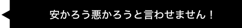 安かろう悪かろう、とは言わせません